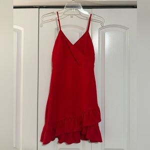Lulu's Vibrant Red Asymmetrical Dress